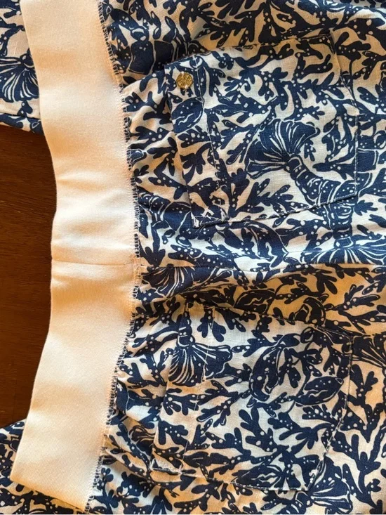 Lilly & Pulitzer Navy & White Lobster Print Palazzo Linen Pants L - Picture 3 of 6